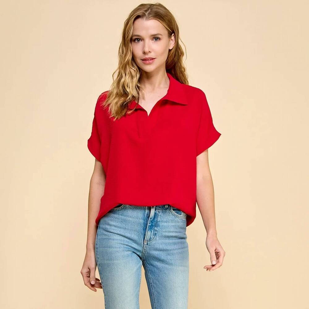 NEW LES AMIS solid basic shirt in red